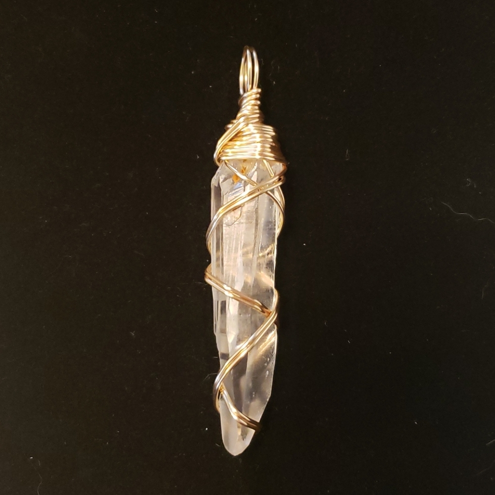 Wire Wrapped Genuine Quartz Crystal Neckla